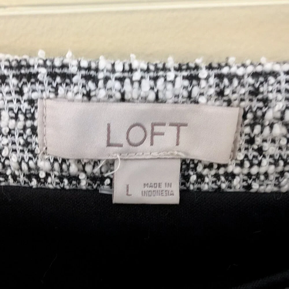 Ann Taylor LOFT Black/White  Pull-on Tweed Mini Skirt Size L - Picture 5 of 7